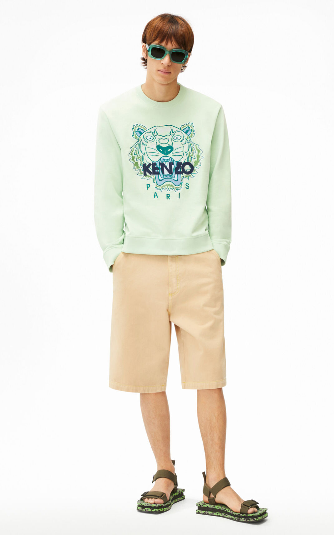 Sudadera Kenzo Tiger Hombre Verde TXQ391726